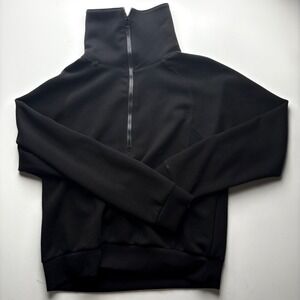 ANTABESS Black High Neck Women's L Quarter Zip Long Sleeve Athletic Pullover Top